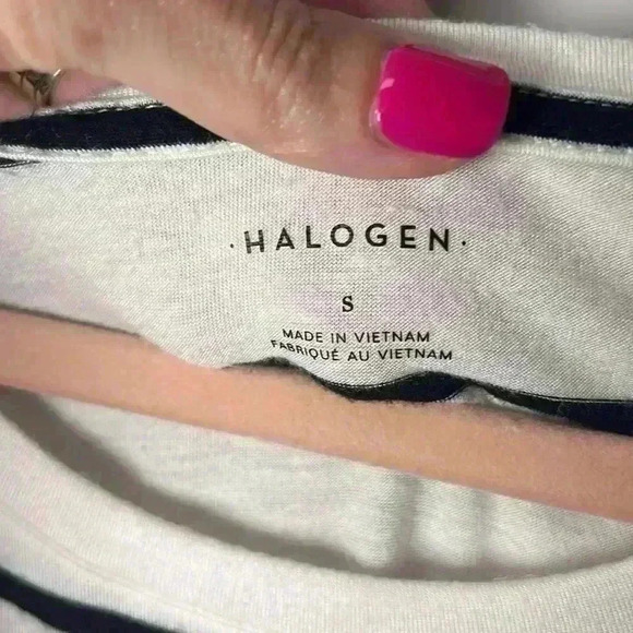 Halogen Scoop Neck Striped Tee Size Small Black & White - Picture 2 of 6